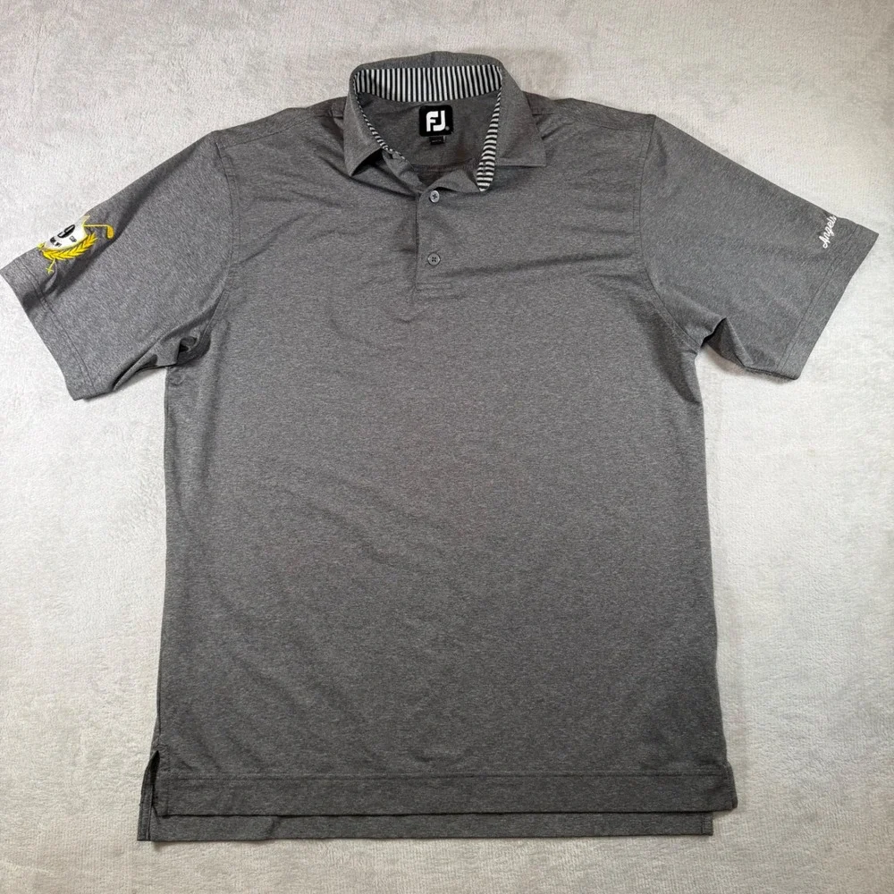 FootJoy Gray Golf Polo Mens Large Black 9 Cup Racine WI Performance Shirt